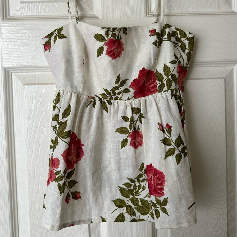 Reformation Floral Skinny Strap Top